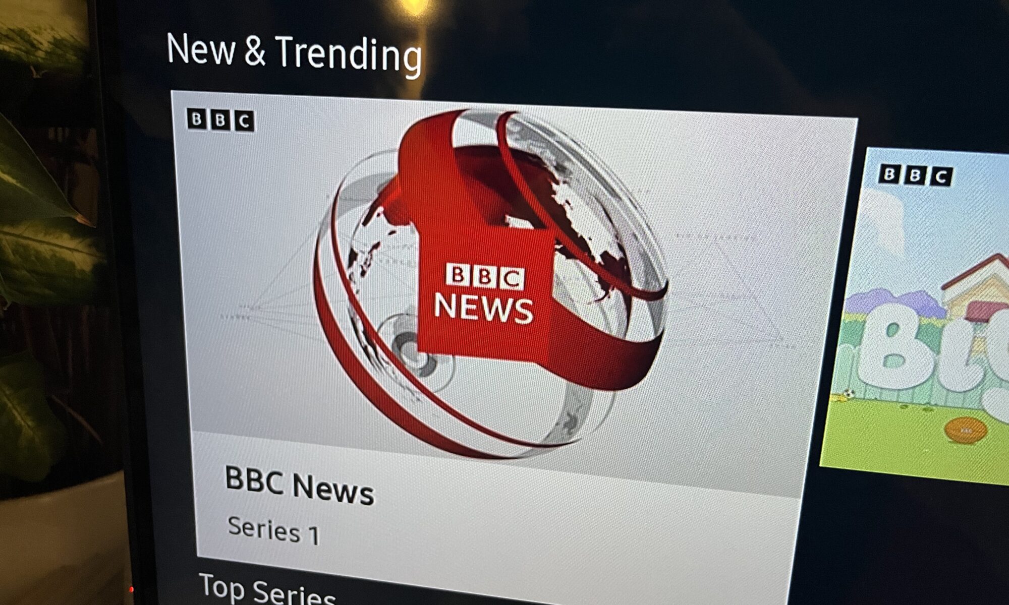 Photo of television showing BBC News, series 1