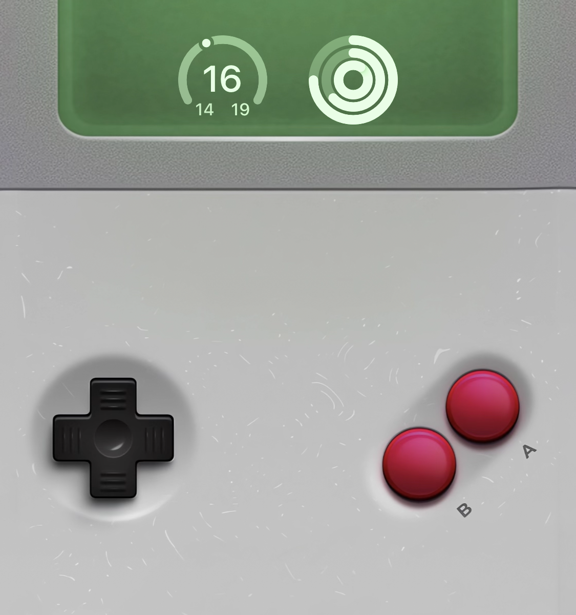 A screenshot of my iPhone Home Screen with a Nintendo Gameboy wallpaper.