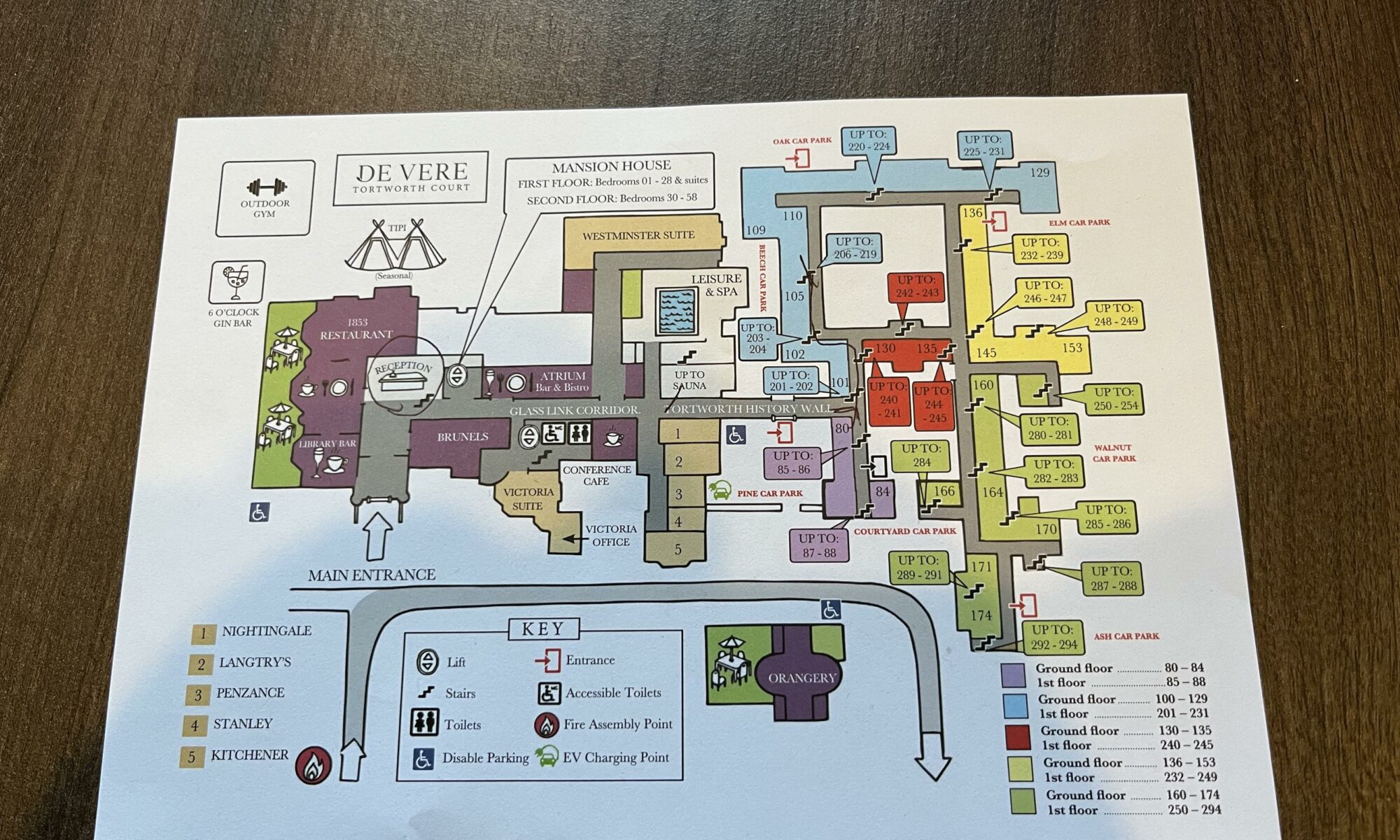 A hotel map. There are lots and lots of corridors.