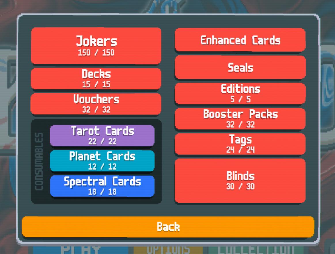A screengrab of a … of MY … complete Balatro collection.